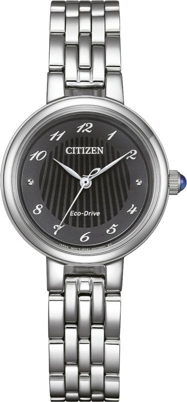 Citizen Analog Quartz, Eco-Drive, stainless steel band, 27.7 mm case diameter, black women's watch EM0990-81E